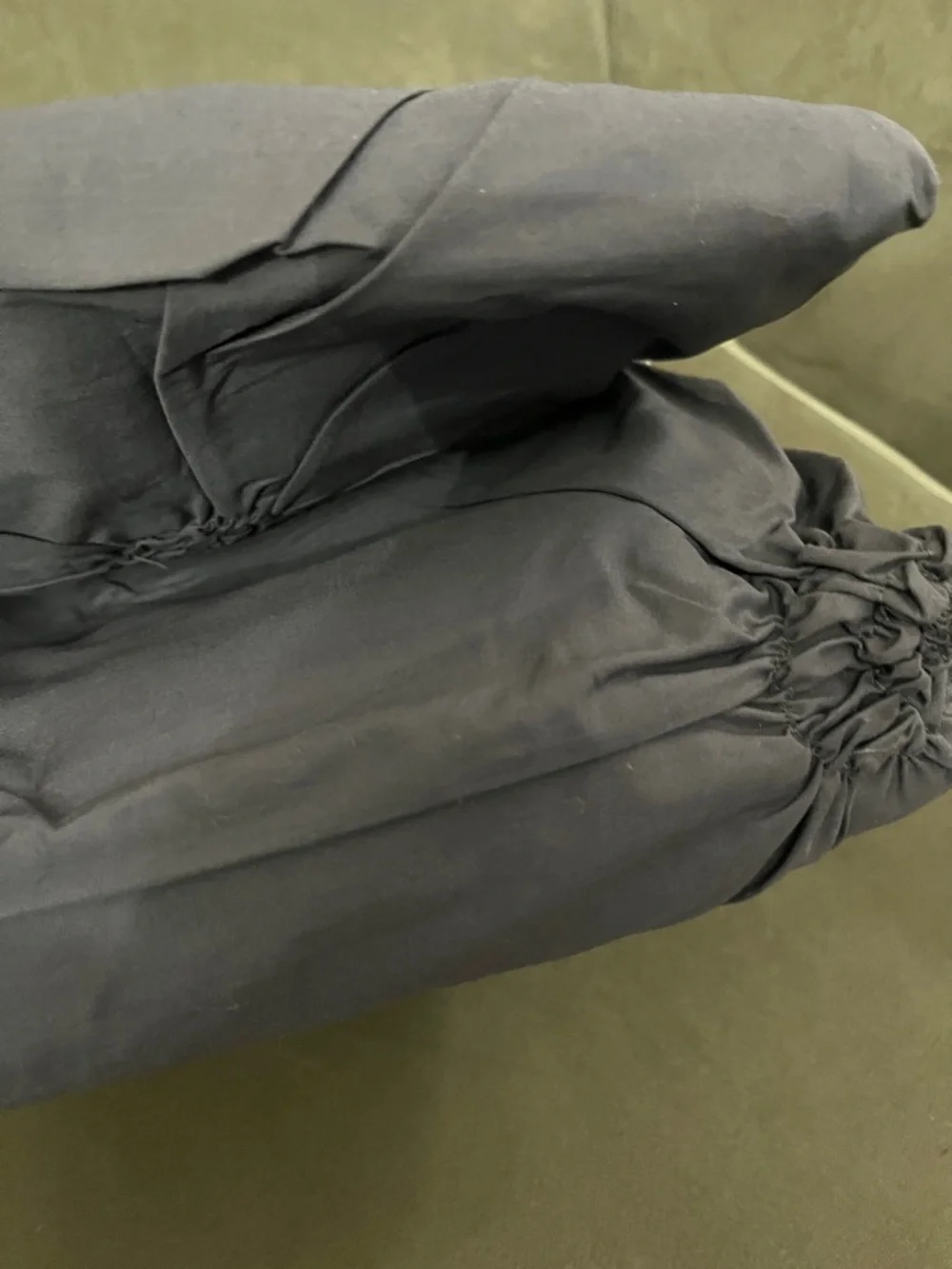Pottery Barn Organic Ruched Rosette Duvet Cover - Charcoal